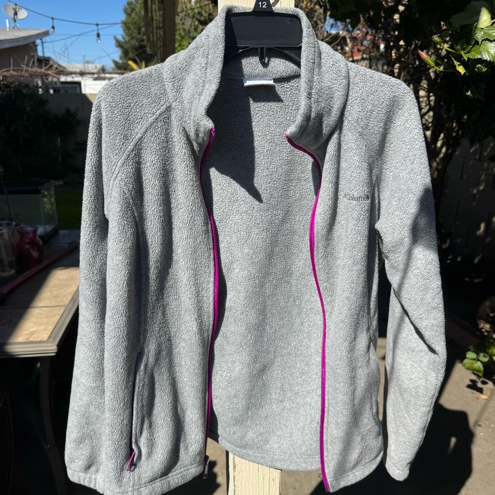 Columbia Gray Fleece Jacket with Pink Accents